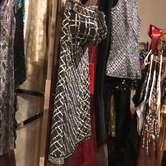 Neiman Marcus Silver Sequins gray strapless dress - Picture 2 of 10